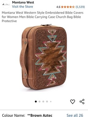Montana West Brown Aztec Women Men's Bible Book Travel Case - Brown Cow Hide